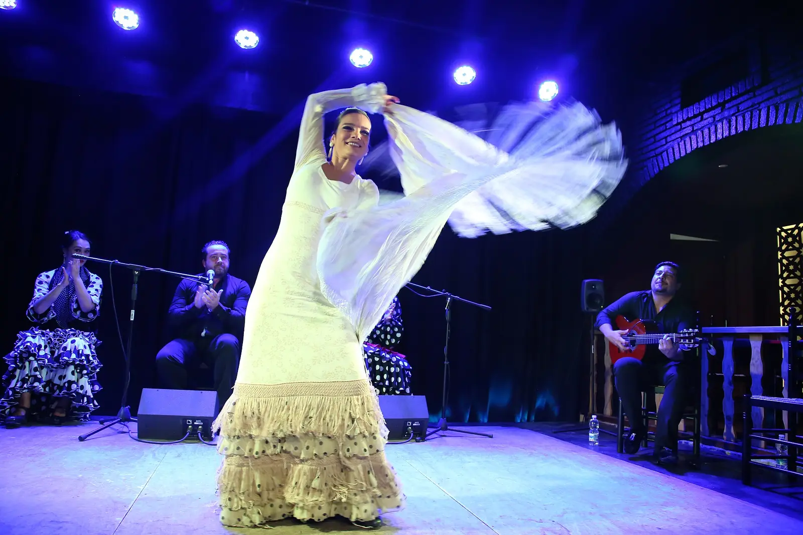 Een flamencodanseres op het podium