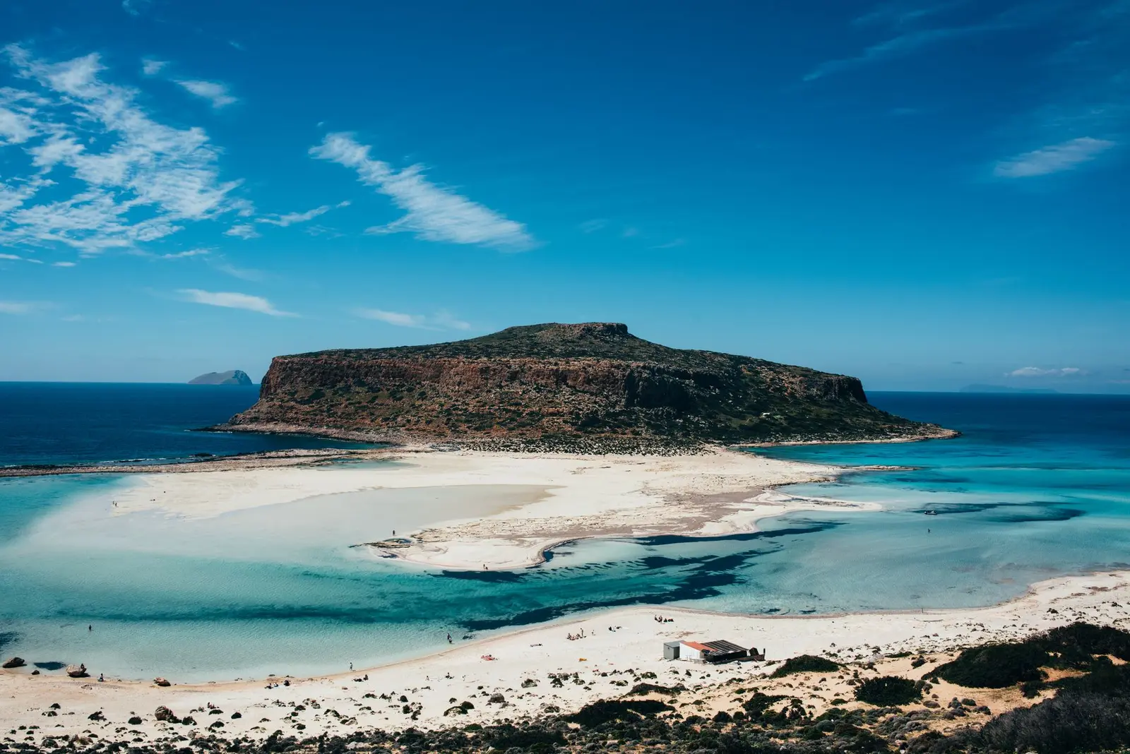 De lagune van Balos op Kreta vanuit de lucht